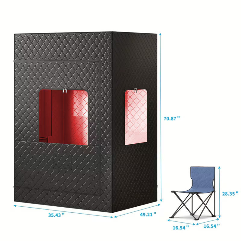 Upgraded 2 Person Sauna Room, Portable Infrared Sauna With 5-Layer Waterproof, 2 Steamers, 2 Folding Chair, 71”X 36”X 49” For Indoor, Outdoor, Gym, Spa, Carbon Black