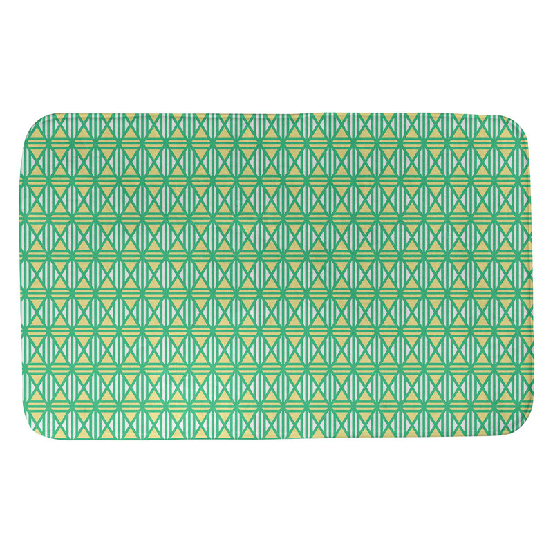 Tapis de salle de bain lineed diamants Leffel, l 17 po x L 24 po, Vert / Jaune