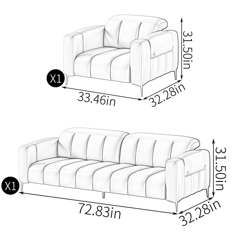 Combinaison de canapé simple gris moderne, Faux cuir