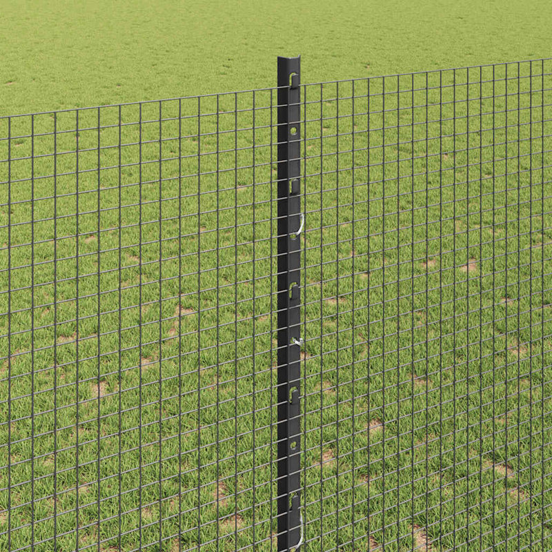 Vidaxl Fence With Posts Steel, Grey, 140cm H x 1000cm W x 2.7cm D