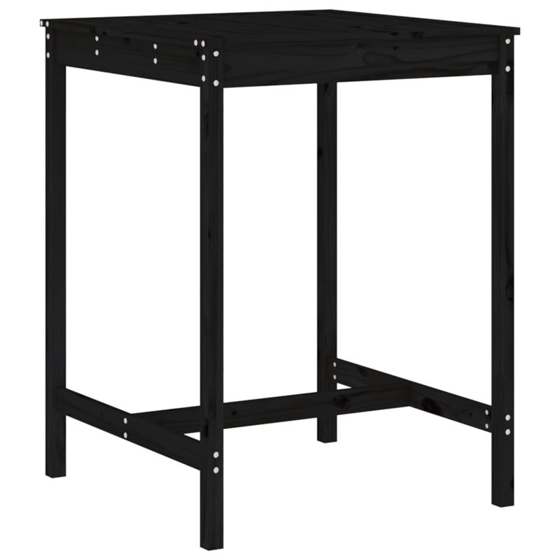 Netrapal 17 Stories Bar Set with Wood Frame and Solid Wood Outer Material, Black