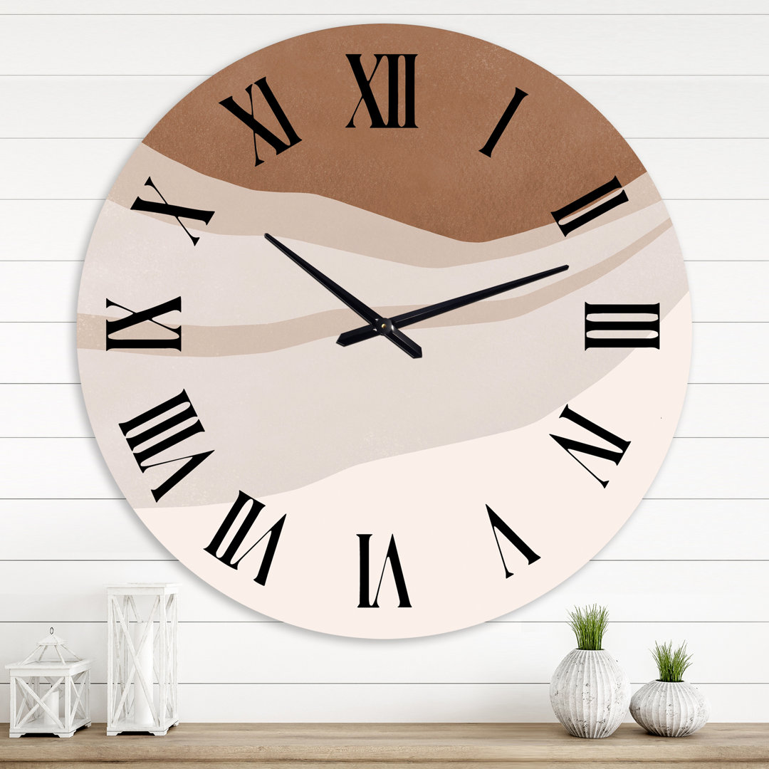 Terracotta and Ivory Shapes with Scuff Effect - Modern wall clock East Urban Home 