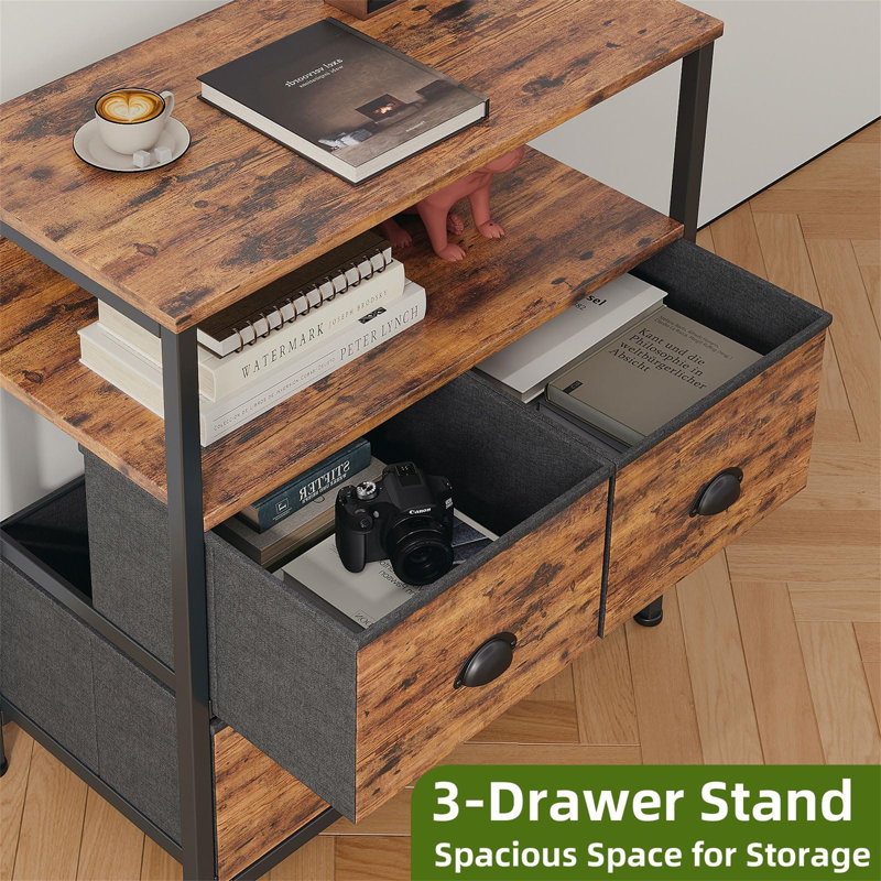 Birkner 58cm W Metal Bedside Table
