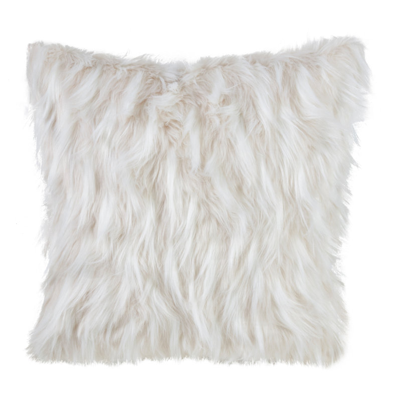 Ivory Faux Fur Square Nursery Accent Pillow