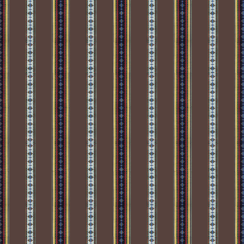 Madeleine Castaing Rayure 100% Cotton Fabric, Brun
