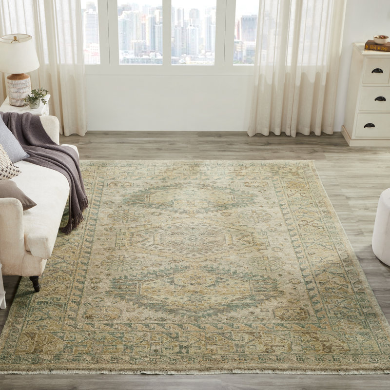 Amaris Sandstone Elegance Hand-Knotted Wool Area Rug, Rectangle 8' x 10'