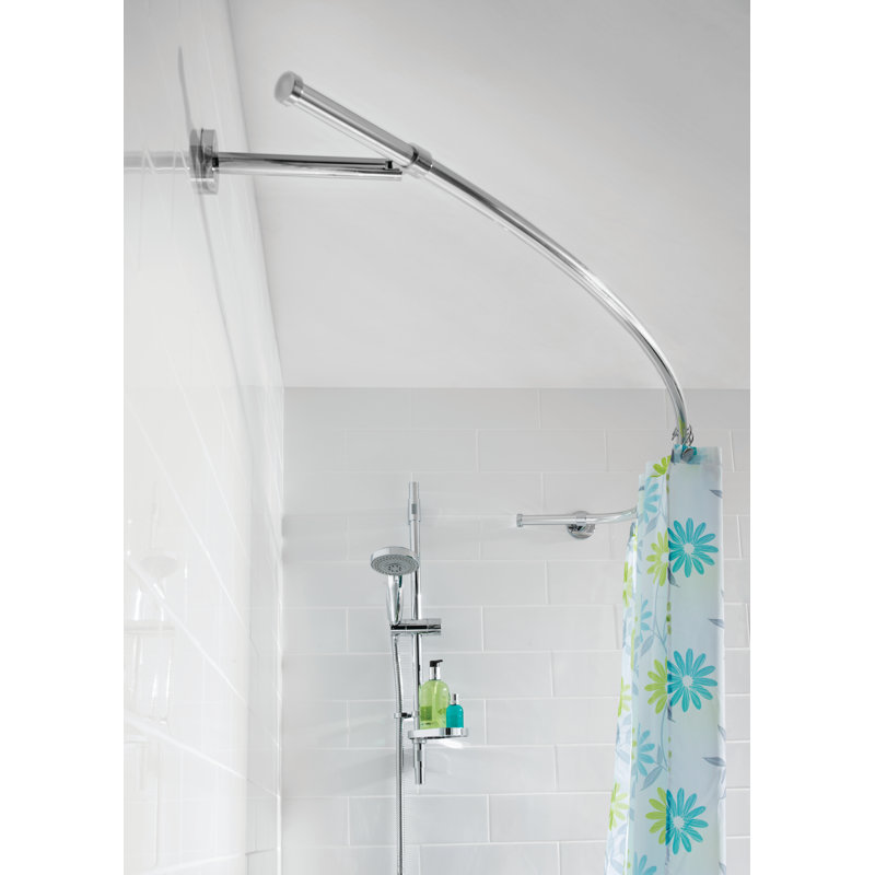Adjustable Chrome Aluminum Curved Shower Curtain Rod, 78.5 Inches