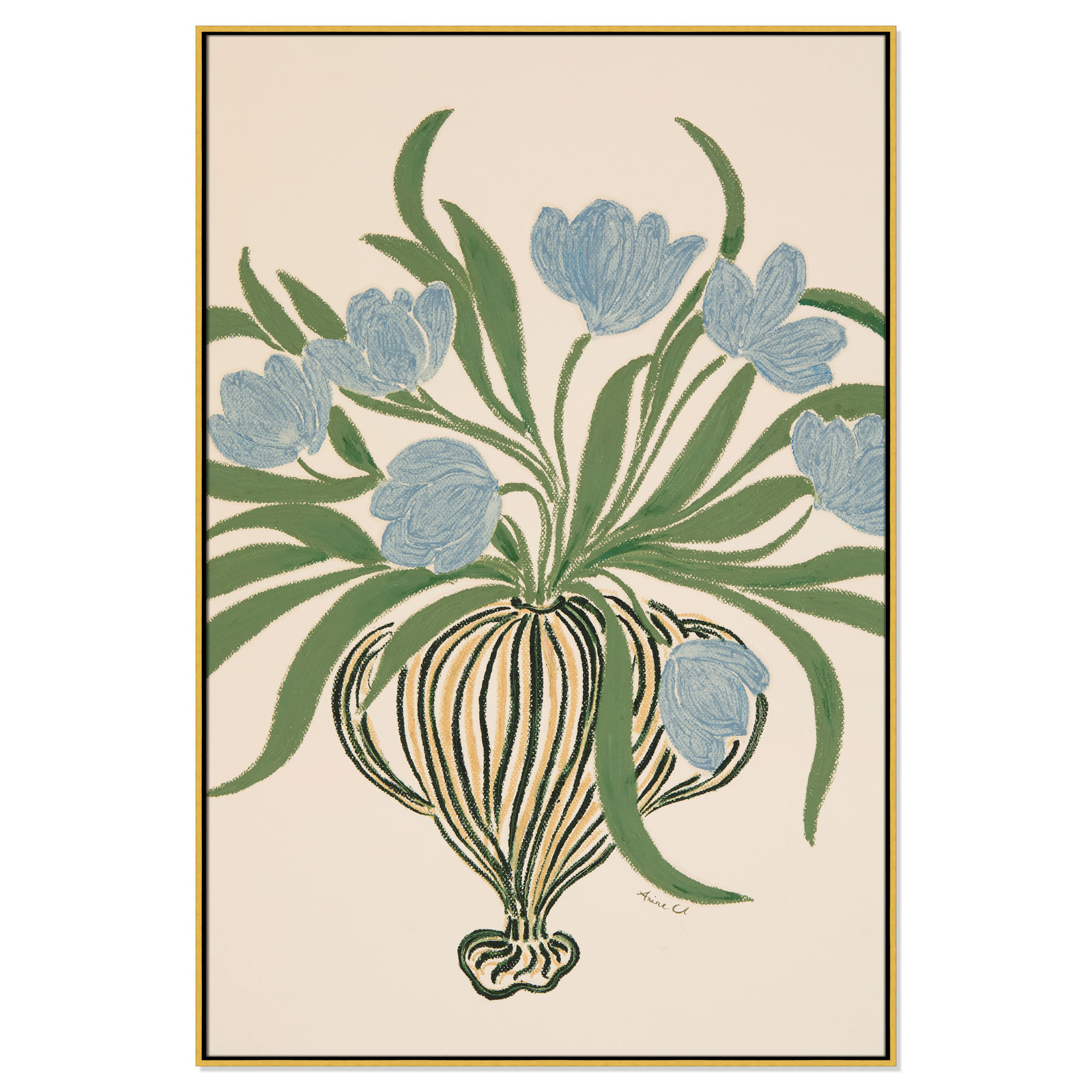 Colette "La Poire Blue Tulips" Print, Gold, 61.5" H x 41.5" W