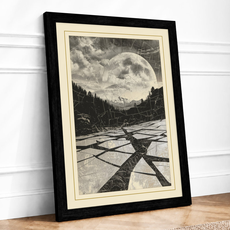 Moon Over Still Water Scandinavian - Print, A1 - 84.1 x 59.4 cm, Black