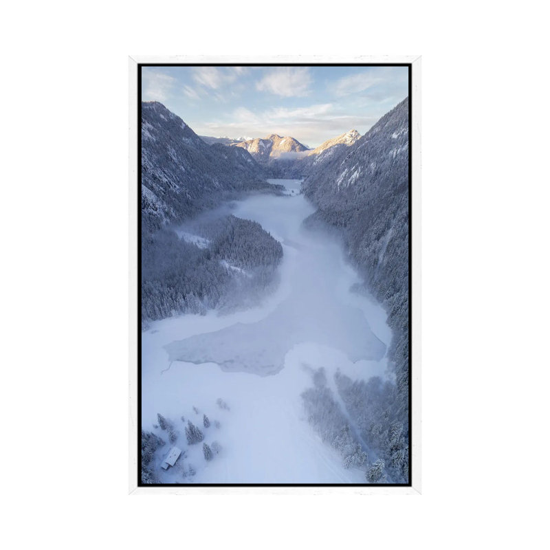 Winter Wonderland From Above 1 Piece Wall Art on Canvas, 101.6 cm H x 66.04 cm W, White Framed