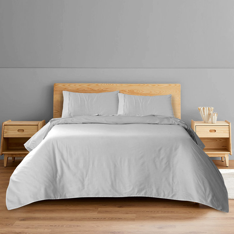  Ensemble de draps 100% coton à densité de tissage 300 fils Boston Linen Co., Gris clair