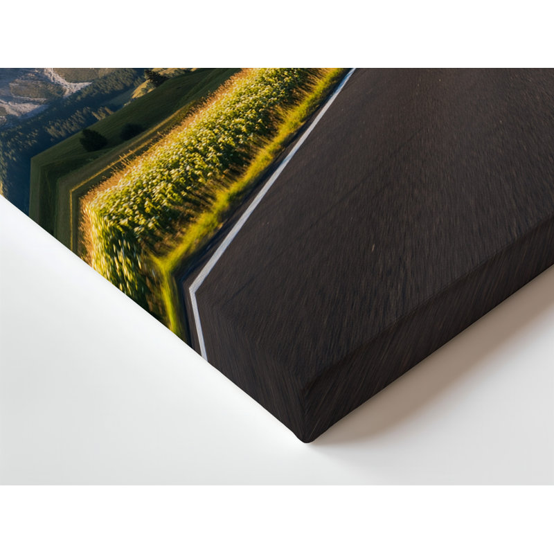 Toile, route sinueuse en asphalte avec surface sombre et chatoyante sous le mur, H 30 po x l 40 po