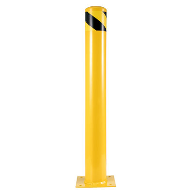 48-Inch Heavy Duty Steel Safety Bollard Post - High Visibility Yellow Protective Guard with Anchor Bolts for Warehouse & Garage