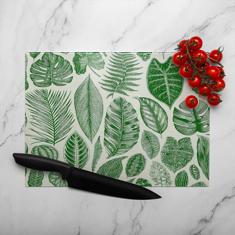 Leaves Mixed Glass Chopping Board