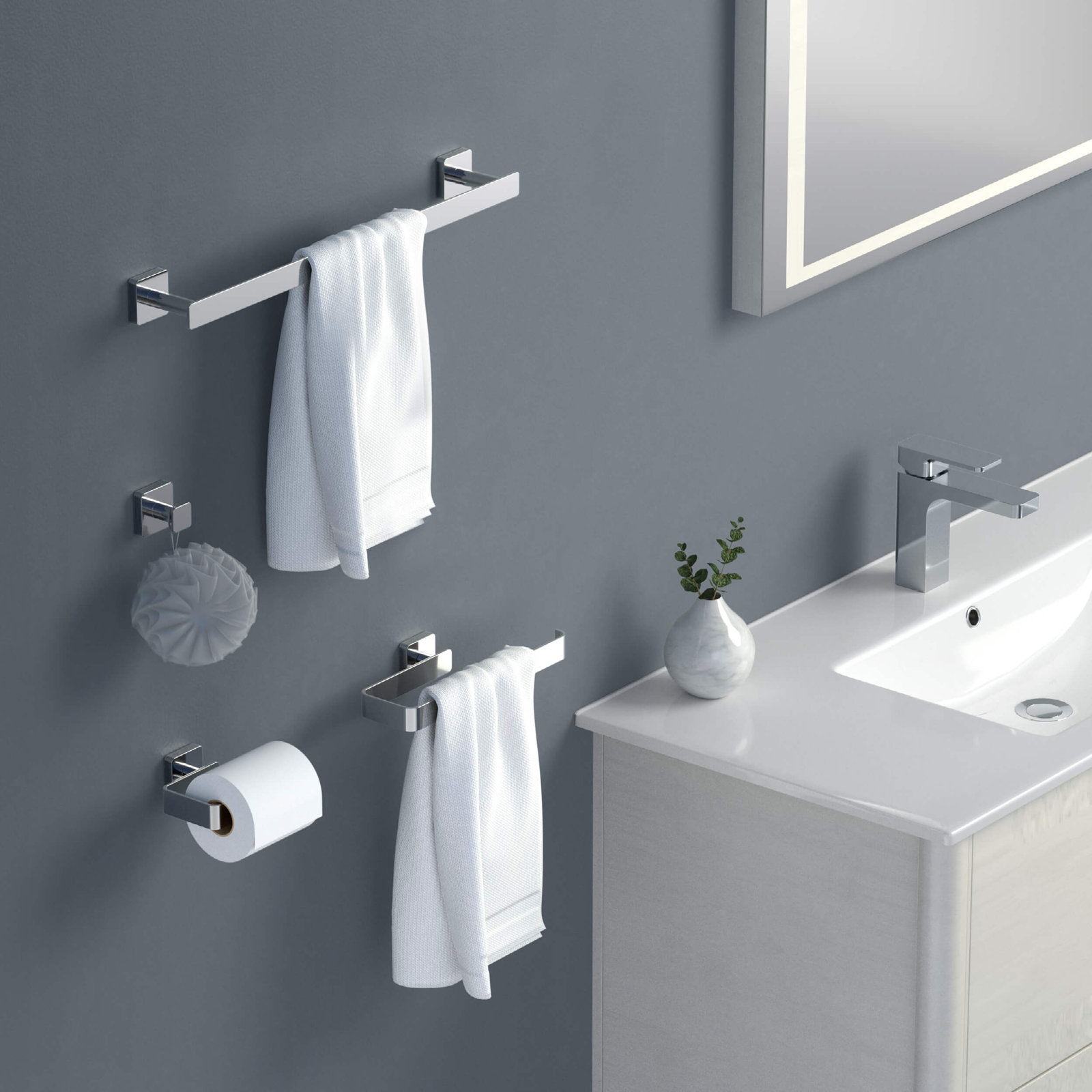 Blaze 4-Piece Bathroom Hardware Set, Chrome