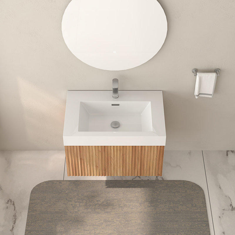 Meuble-lavabo mural pour salle de bain avec lavabo intégré, 30"