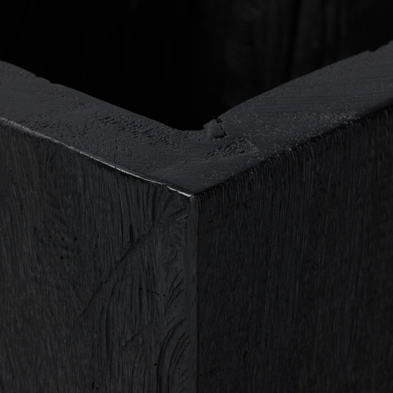 TORA Wood Planter, 25.75" H x 16" W x 16" D, Carbonized Black