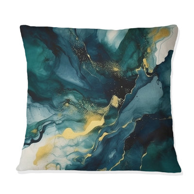 Coussin décoratif à rayures fractales bleu foncé et or XIXème