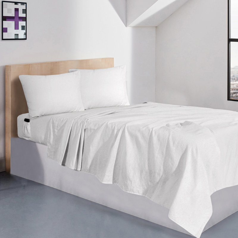 Flannel Sheet Set, Twin XL, White