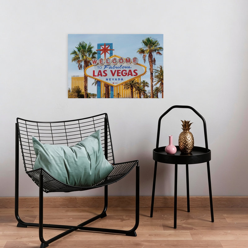 Welcome To Las Vegas Classic Abstract Palm Tree City Landscape Wall Art Print 1 Piece Wrapped Canvas Wall Art