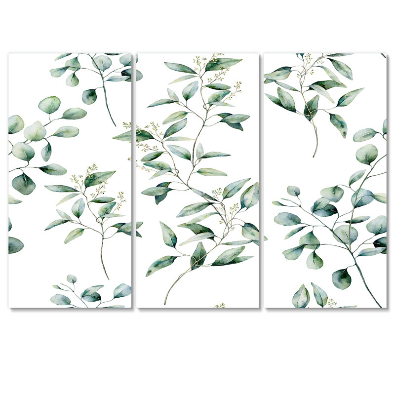 «Eucalyptus Branches On White I», reproduction d'art sur toile traditionnelle, H 32 po x l 48 po x P 1 po