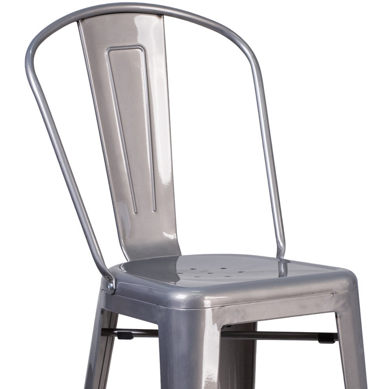 Timo 24" High Clear Coated Indoor Counter Height Stool with Back, Bar Stool (30" Seat Height)