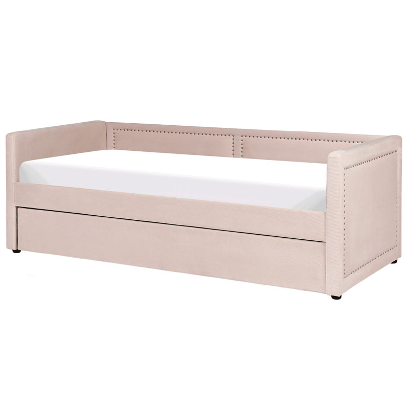 Airianna Upholstered Daybed with Trundle, Pink