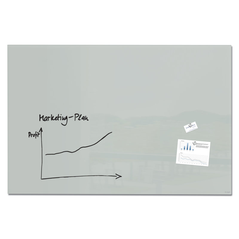 Artverum Wall Mounted Glass Board, 100cm H x 150cm W x 150cm L, Grey