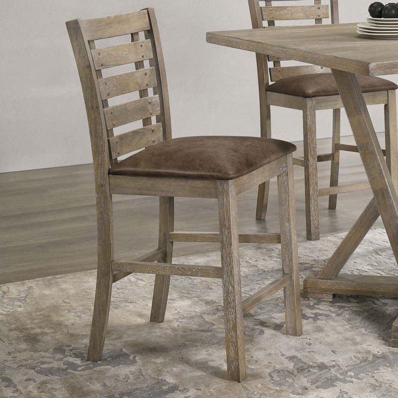 Ensemble de 2 chaises de salle à manger à hauteur de comptoir de style rustique moderne en bois massif