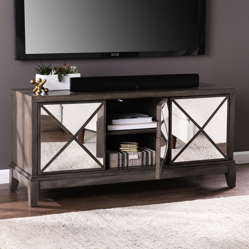 Armoire média moderne en miroir, brun, meuble télé 50 - 59 po, meuble de rangement pour les médias, ajusté, spacieux,