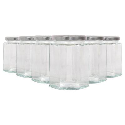 Argon Tableware Hexagonal Glass Jam Jars with Screw