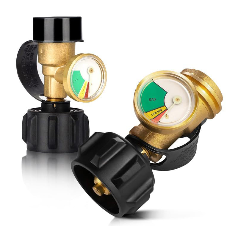 2 Pcs Propane Tank Gauge With Leak Detector – Universal Level Indicator For 5-40lb Tanks – Qcc1/type 1 Connection – Brass Construction For Bbq Grills, Camping Stoves & Heaters Rv Camper