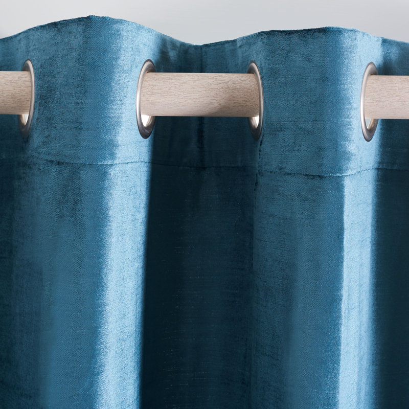 Ida Room Darkening Curtain Single Panel, Teal, 52" W x 96" L