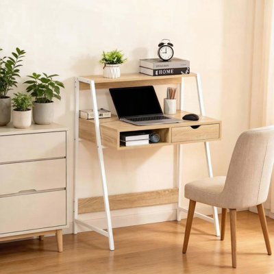 Writing Desk with Storage Shelves and Drawer