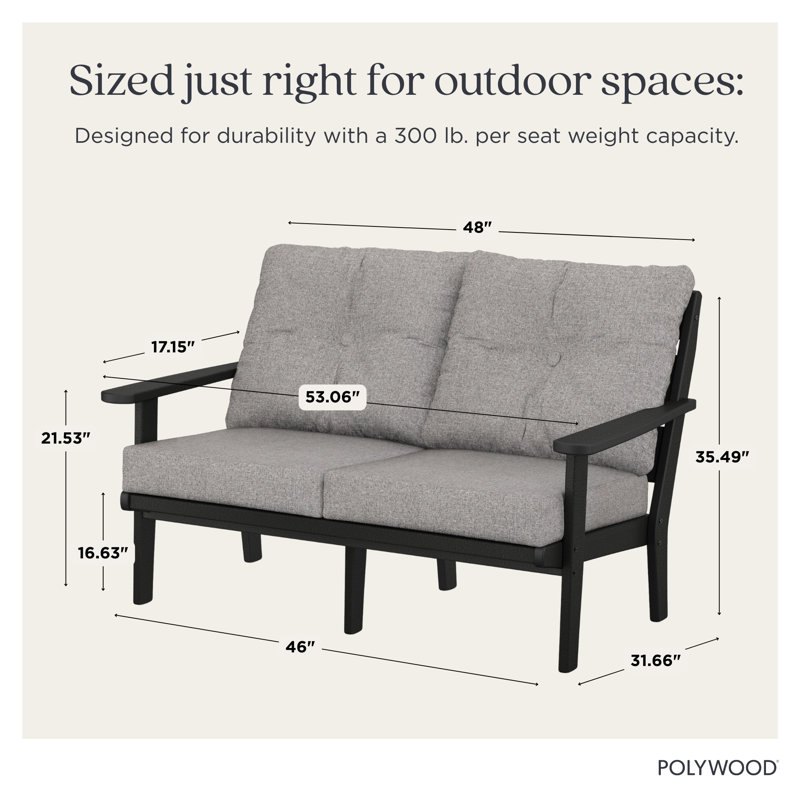 Causeuse Lakeside, Structure verte / coussin en tweed vieilli