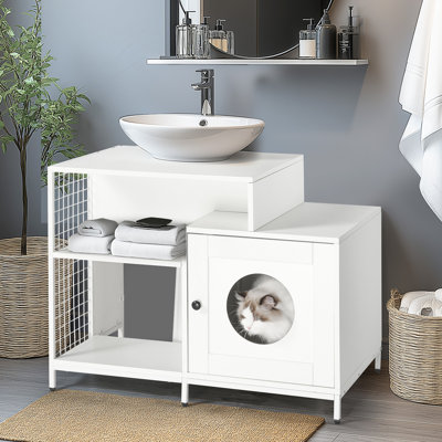 Enceinte de litière pour chat pour salle de bain