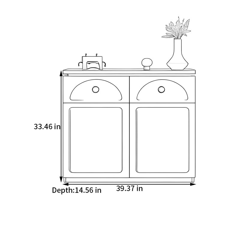 Buffet de style crème français, H 33,46 po x l 39,37 po x P 14,56 po