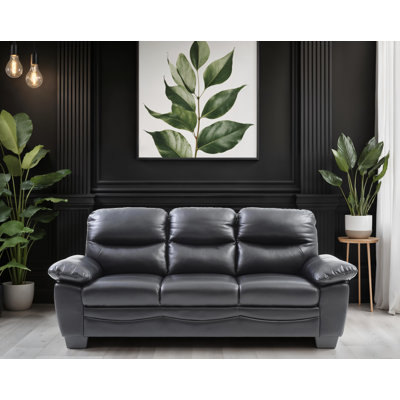 Londonderry Black Faux Leather Sofa