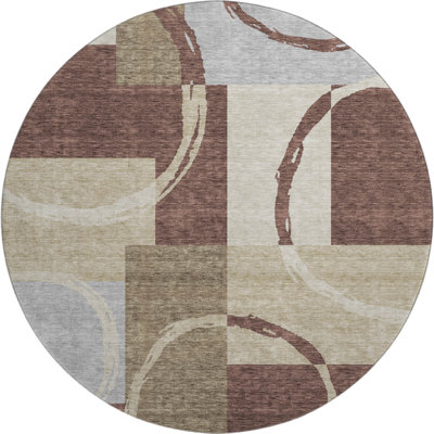 Premium Machine Washable Prisco Brown Rug