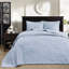 Grand couvre-lit réversible en bleu - Surpiqûre pour surmatelas luxueux idéal, rembourrage en coton prélavé, confort inclus et 2 taies décoratives lavables à la machine