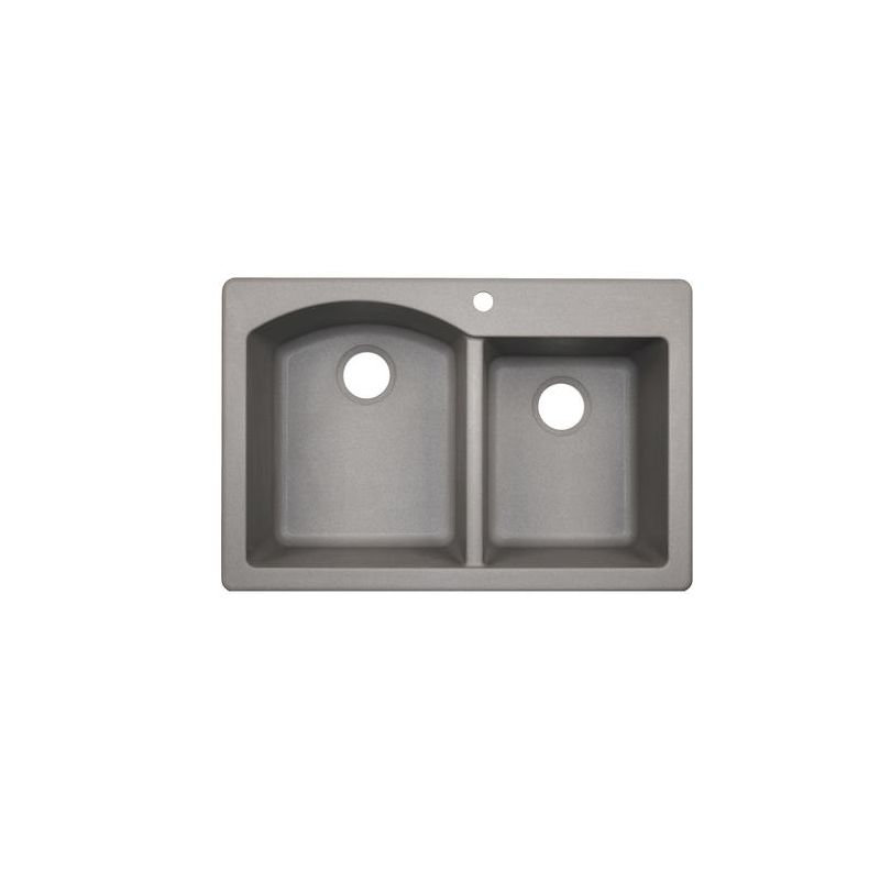 33'' L Double Bowl Granite Kitchen Sink, Opal White