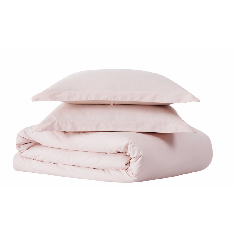 Jededian 100% Cotton Percale Duvet Cover Set, Twin XL Duvet Cover + 1 Sham, Blush
