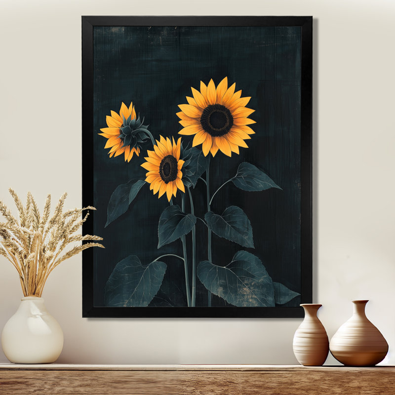 Impression sur toile florale, "D craint", Noir, H 20 po x l 12 po, Reproduction encadrée d'une seule photo