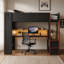 Lit mezzanine de jeu en bois (taille simple) avec bureau et étagères de rangement multiples
