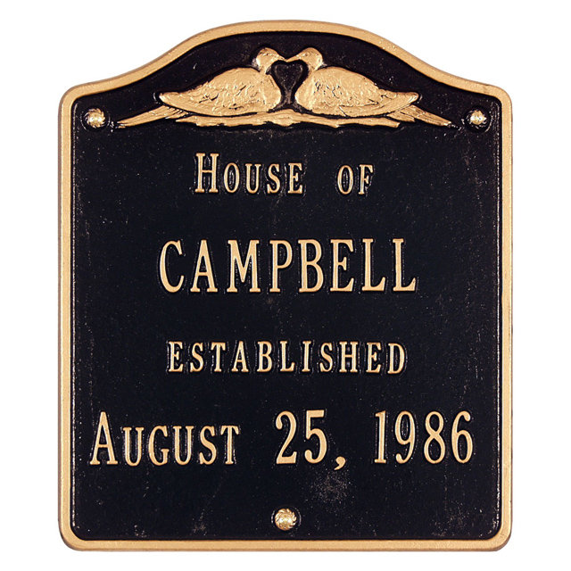 4-Line Wall Address Plaque, Black and Gold, Yes