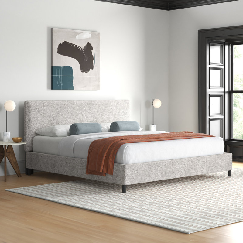 Pyburn Upholstered Platform Bed, Twin, Bella Light Gray Performance Velvet