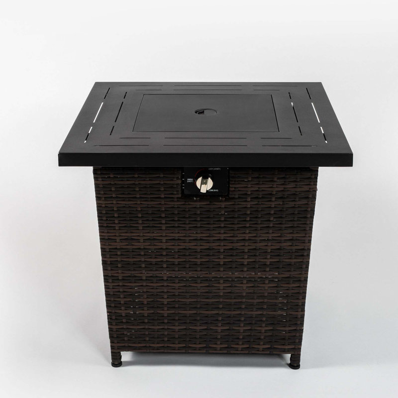 28Inch Wicker Square Fire Pit Table