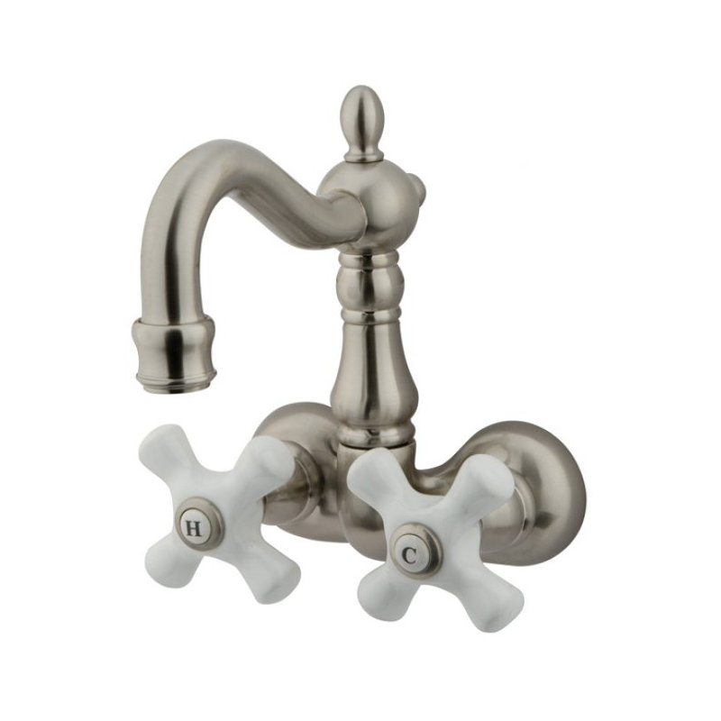 Hot Springs Double Handle Wall Mounted Clawfoot Tub Faucet, Brushed Nickel