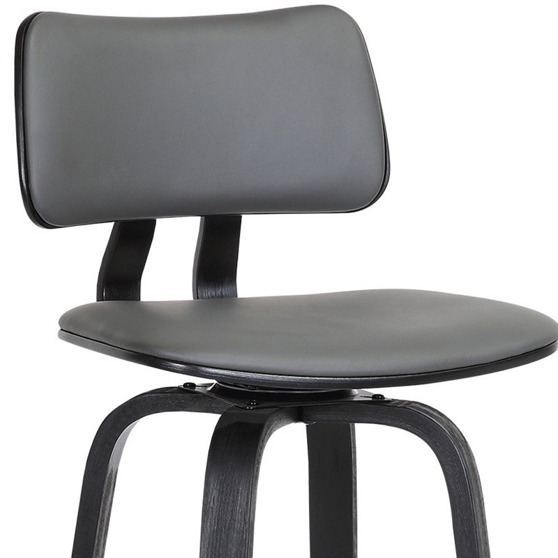 Tabouret pivotant en bois massif Aylis, Brun, Gris, Tabouret de bar (siège d’une hauteur de 30 po)