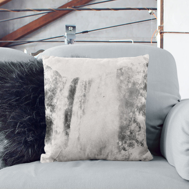 Skogafoss Waterfall Iceland Cushion with Filling, Black, 55cm H x 55cm W x 20cm D